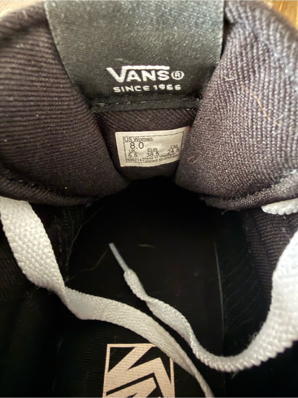 Classic Vans Ward High Top Women’s Sz 8 Black and White Sneakers - Picture 6 of 6